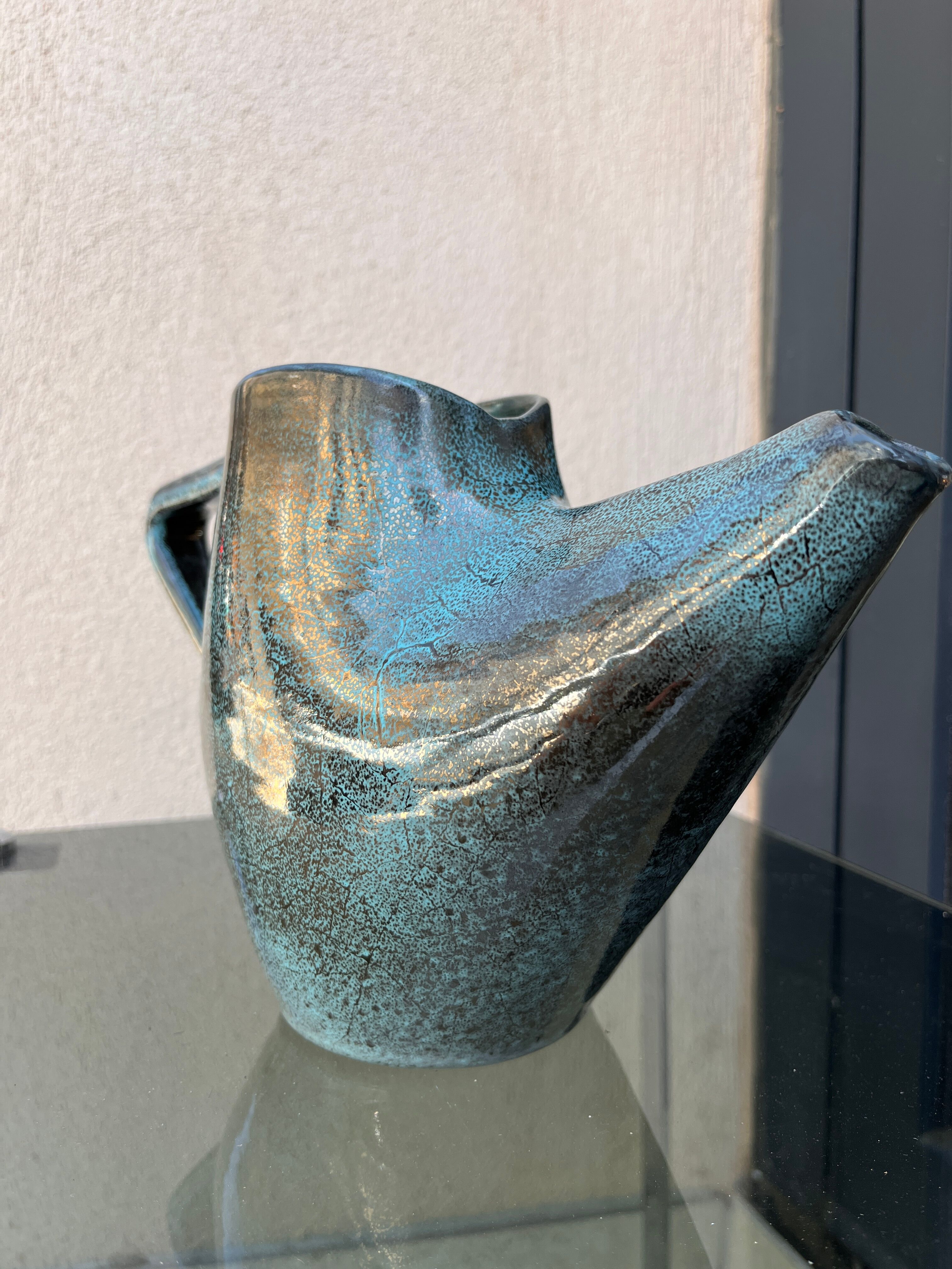 sculptural vase, flamed ceramic, 1970