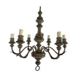 Patinated painted wood chandelier