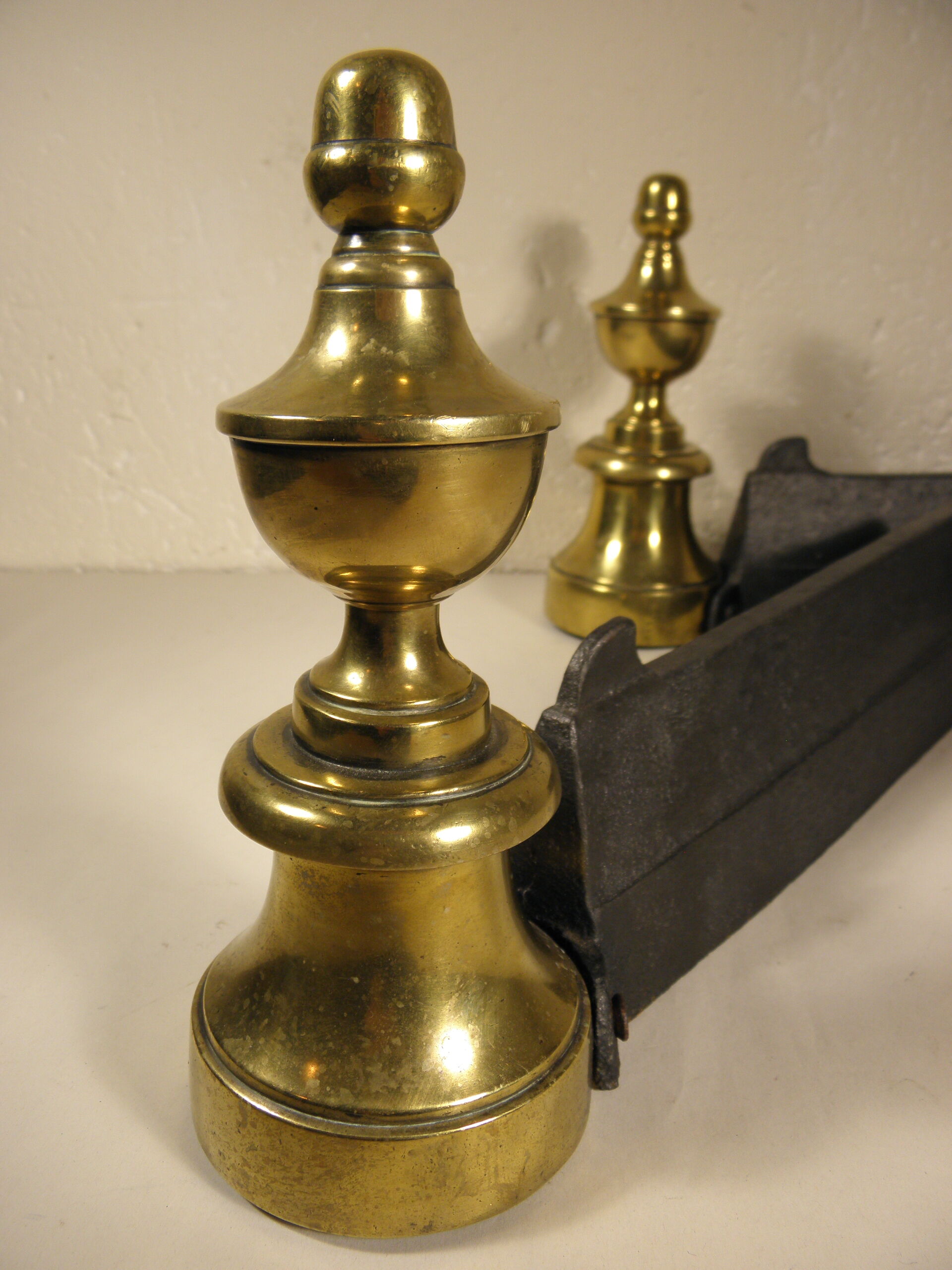 Pair of brass chenets