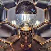 Adolf Loos style lamp in brass and faceted glass from the 1950s.