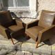 Vintage Scandinavian olive green armchairs