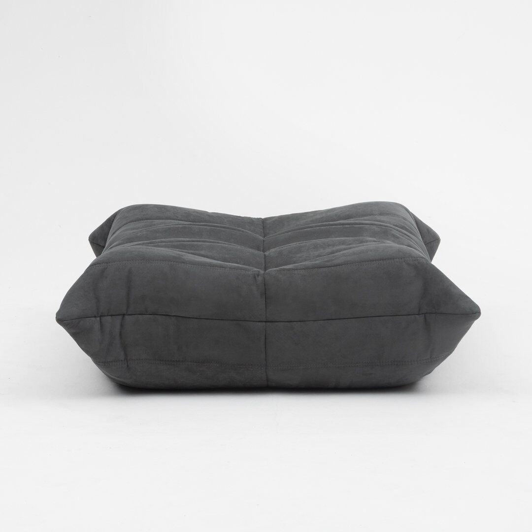 Togo lounge chair and pouf in black fabric by Michel Ducaroy for Ligne Roset, 1973, set of 2