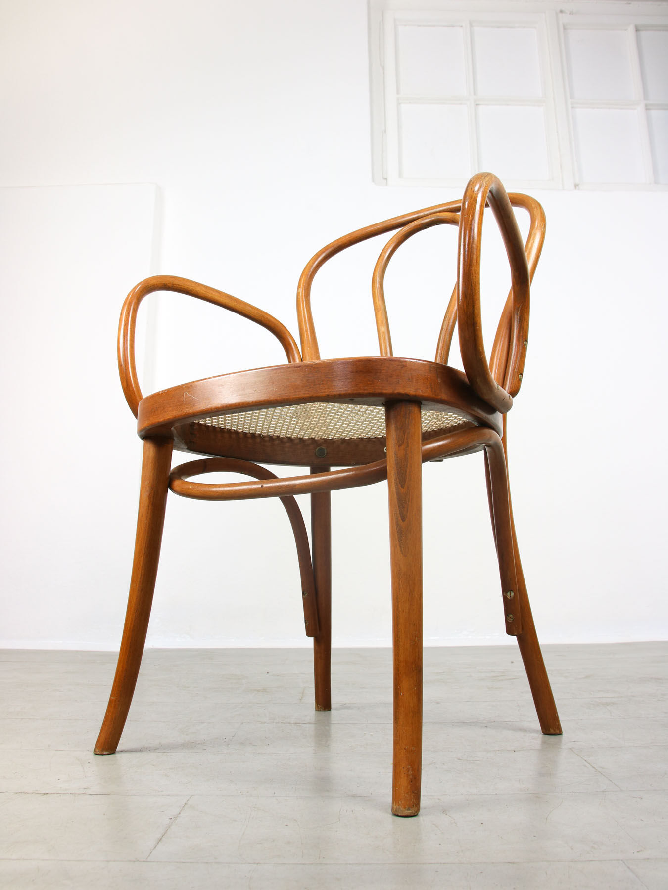 Vintage Bentwood Wide Seat and Arms Bistro Chair