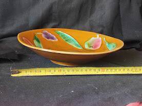 1960/70 shallow plate fruits / hand-painted / Sarreguemines /