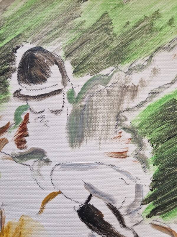Mathilde de Boisboisel (Born in 1945) Oil on canvas - The Polo Player