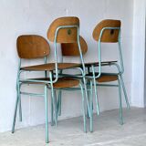 Chaises d'école industrielle, lot de 4