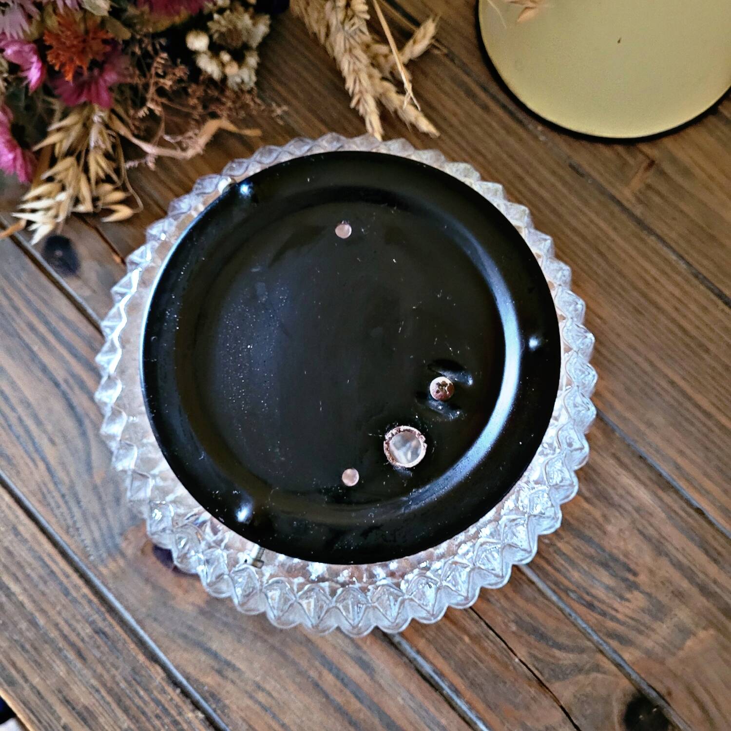 Vintage molded glass wall or ceiling light decorated with flowers