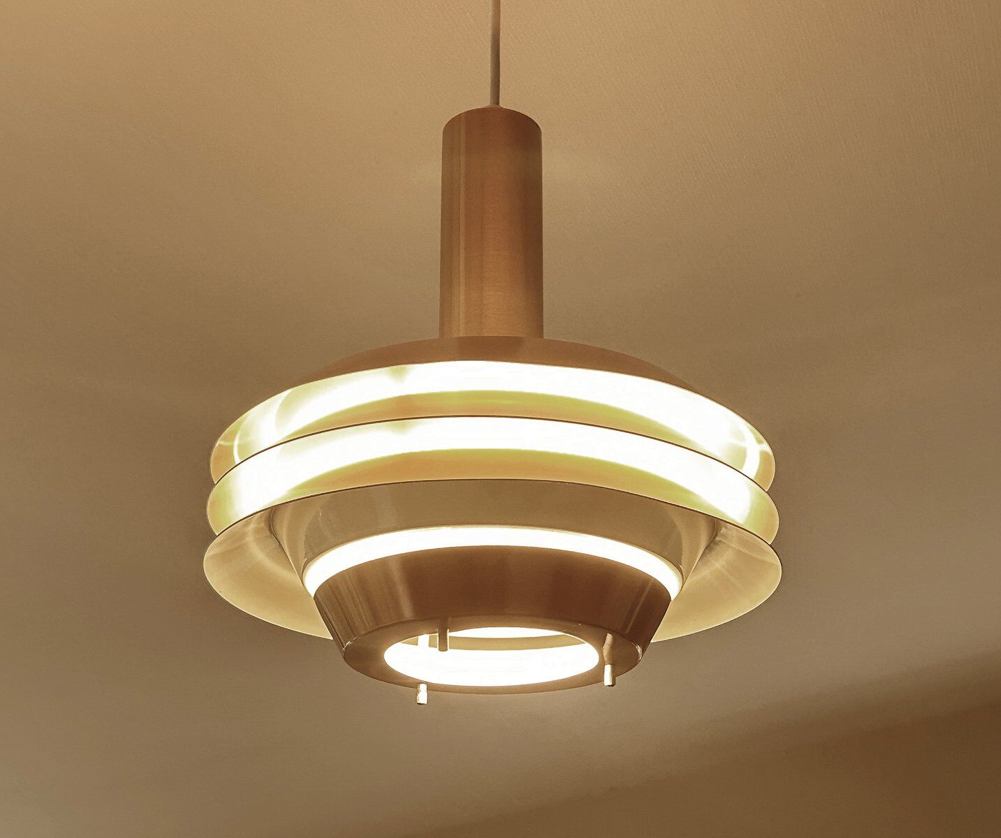 Mid-century modern Danish copper pendant light, 1970s