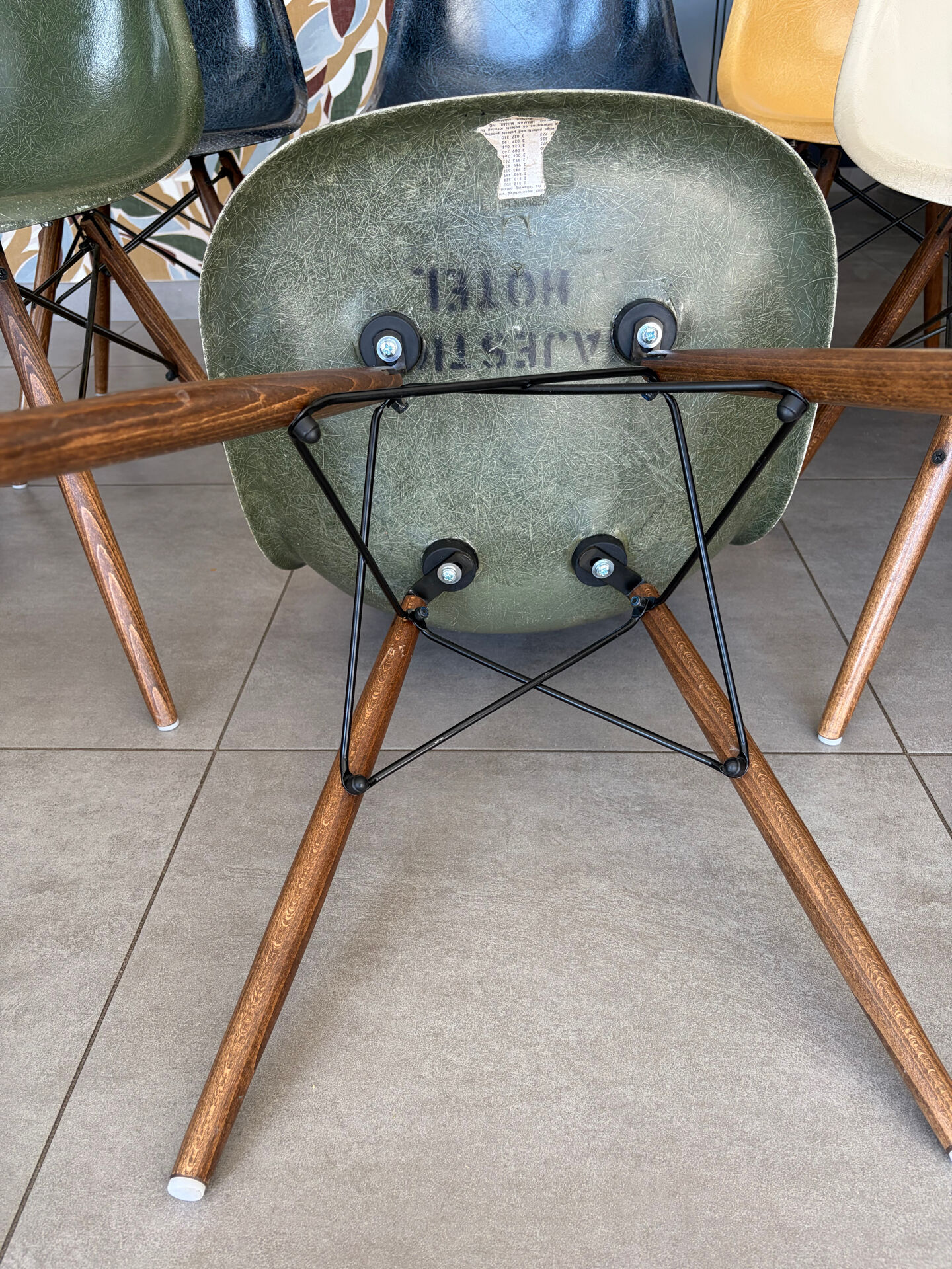Olive green Eames chairs