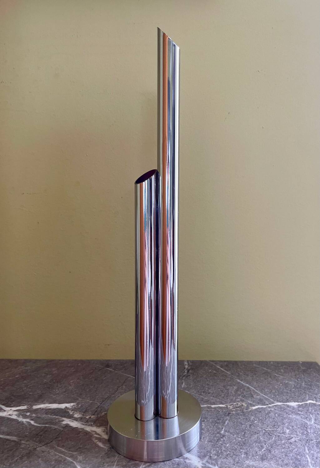 Organ vase with 3 chrome metal soliflores from the 70s