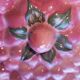 Vintage dessert plate in glazed ceramic with strawberry design, 1950s-1970s.