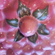 Vintage dessert plate in glazed ceramic with strawberry design, 1950s-1970s.