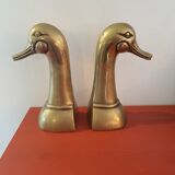 Pair of ducks brass bookends