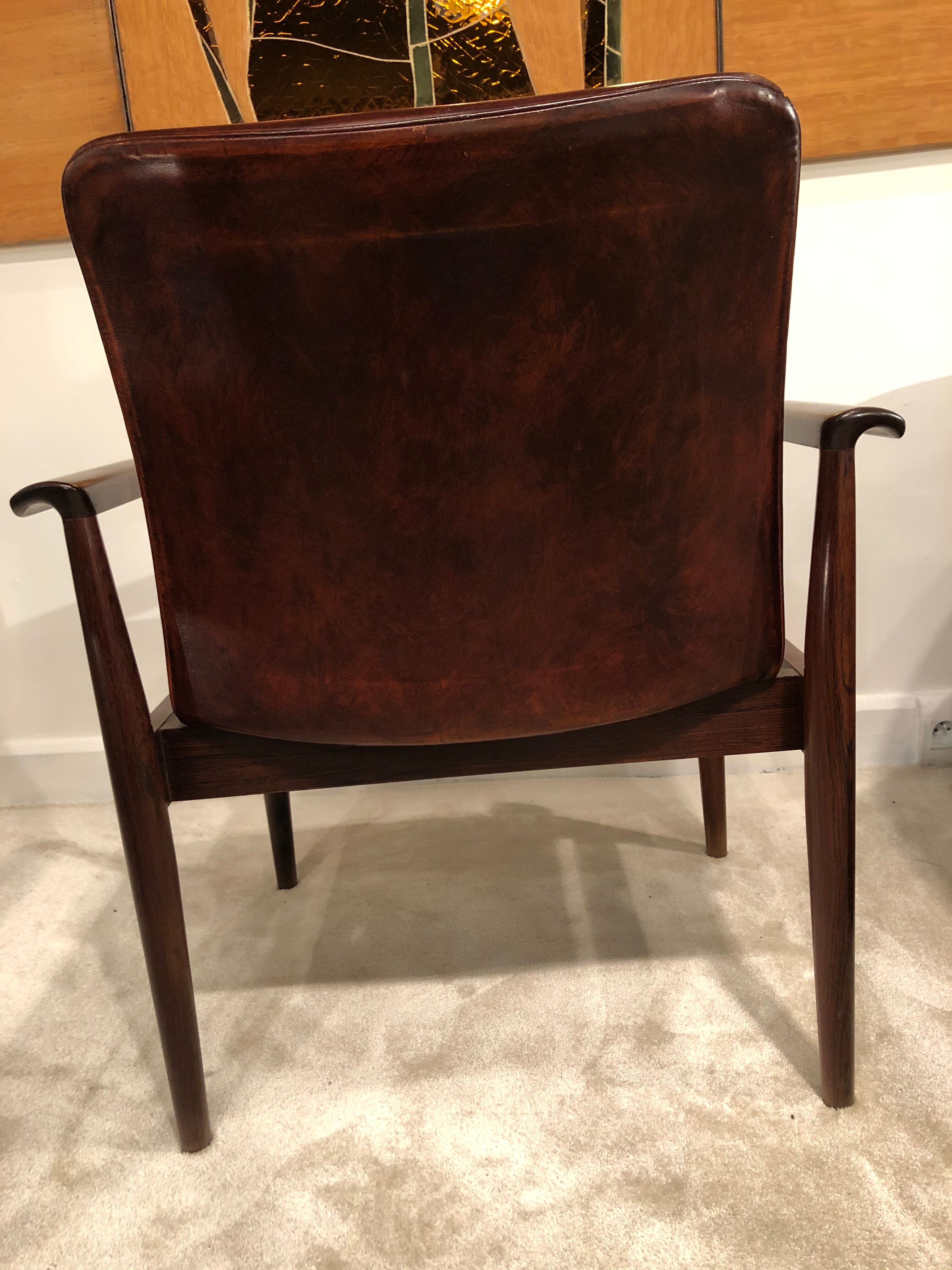 Finn Juhl's "Diplomat" armchair from the 1960s in solid rosewood and leather