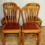 Set of four solid oak monastery style chairs