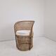 Boho Chic Rattan Barrel Chair with Custom Outdoor Cushion 1970's
