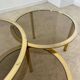 Ancienne table basse gigogne en laiton et verre fumé design italien des années 70 vintage