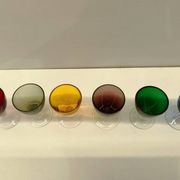 Set of 6 vintage multicoloured liqueur glasses (1960s/70s)
