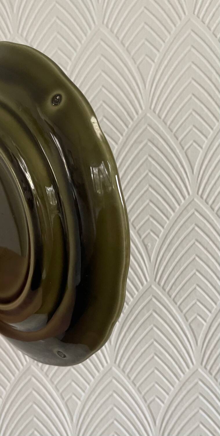 5 Lunéville Moss Green dessert plates.