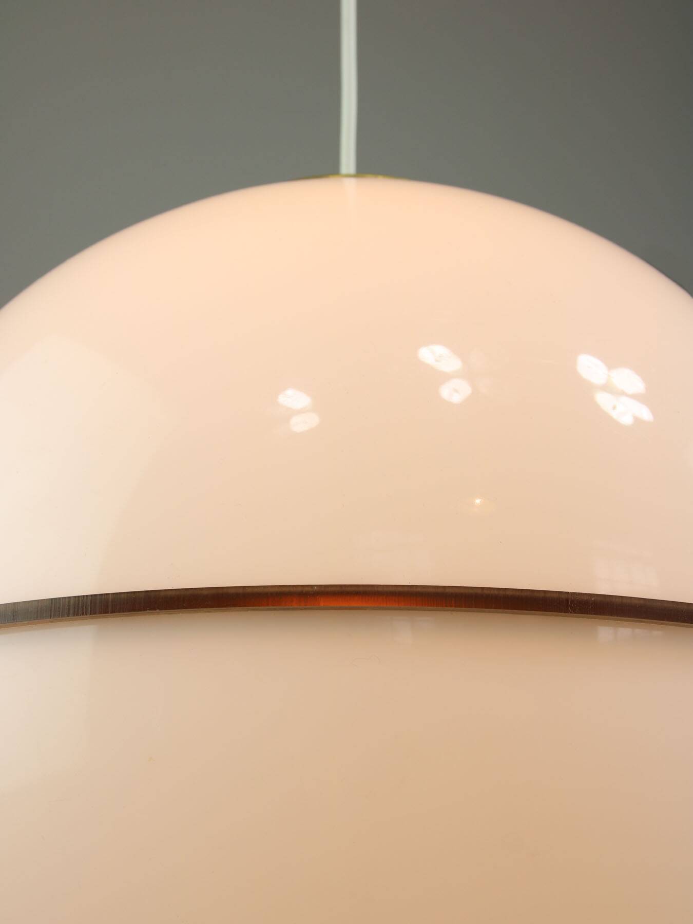 Italian Space Age Pendant Lamp in Plexiglass and Brass, 1970s