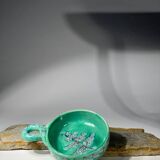 Set of 8 ceramic bowls with leaf decoration, signed Nissy Annecy, vintage