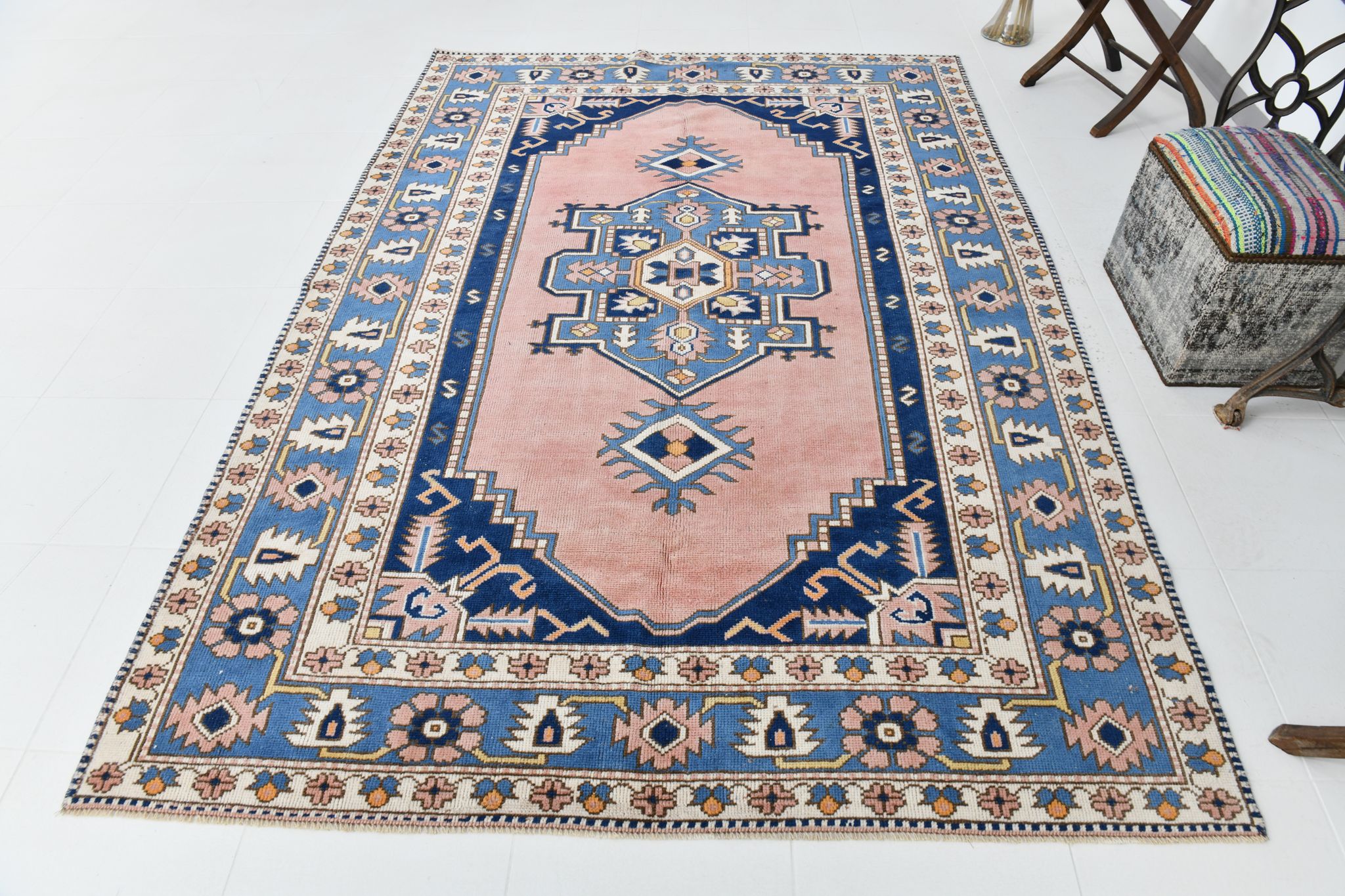 6x9 oushak vintage rug, 186x267cm