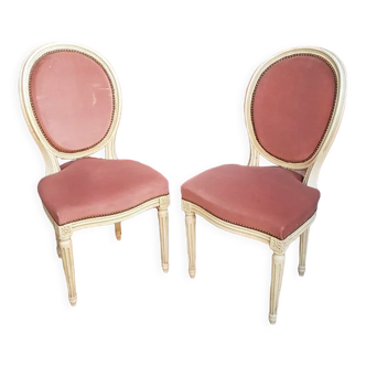 Set of two Louis XVI style medallion chairs