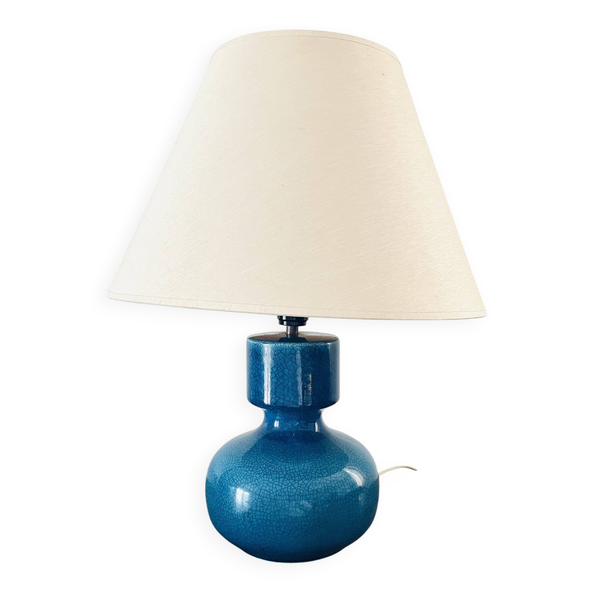 Vintage 60s lamp in cracked blue glazed ceramic – Design Space