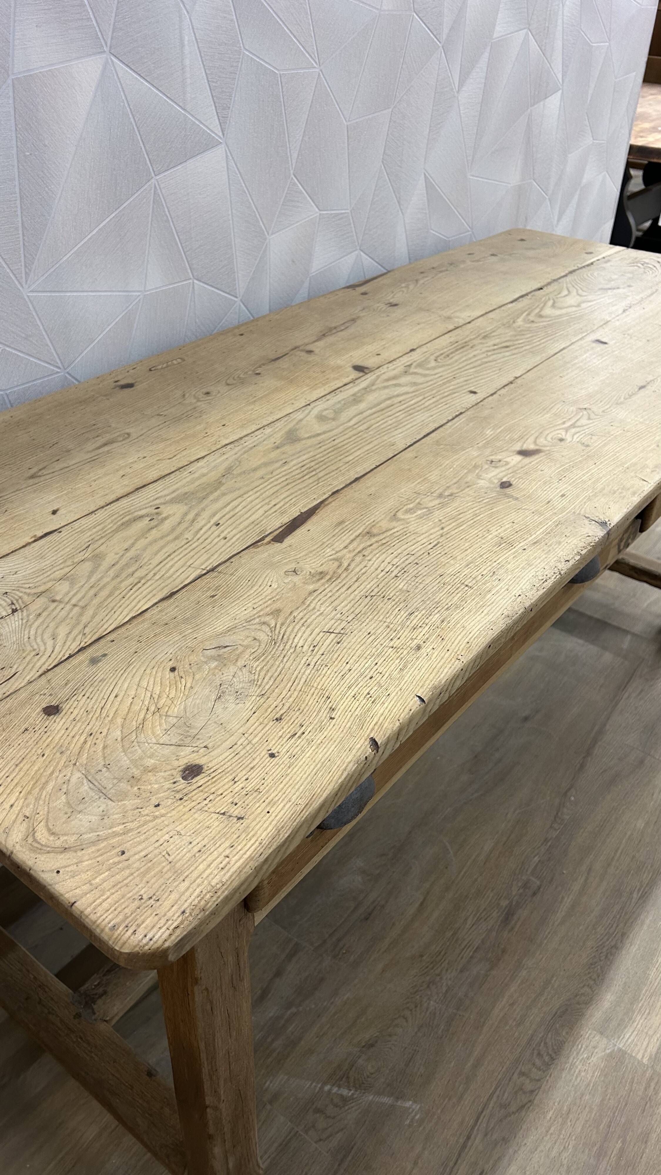 Genuine old farmhouse table stripped and varnished