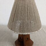 Vintage bedside lamp made of wood and wool