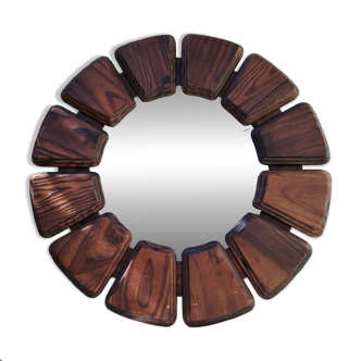 Miroir fleur en bois, design 70’s, vintage