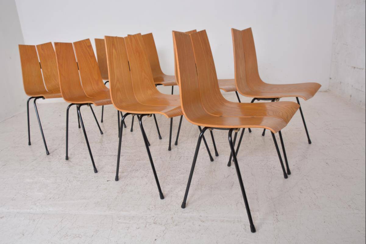 Set of 8 GA Chairs by Hans Bellmann for Horgen-Glarus, Switzerland, 1960s