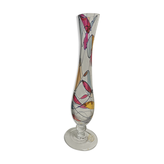Vase soliflore en Cristal de Paris selection MF. effet vitrail avec Boite