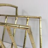 Brass faux-bamboo style magazine rack