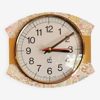 Horloge vintage pendule murale silencieuse années 70 "Japy fleurs des champs"