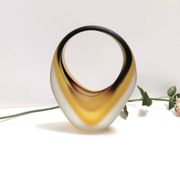 Etched Sommerso Murano Glass Basket or Vase by Archimede Seguso, Italy