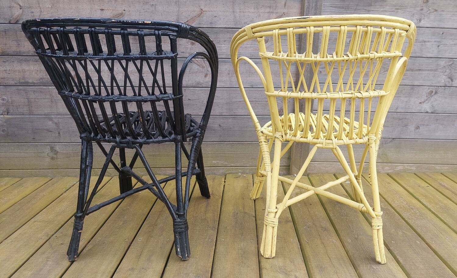 Duo of rattan armchairs