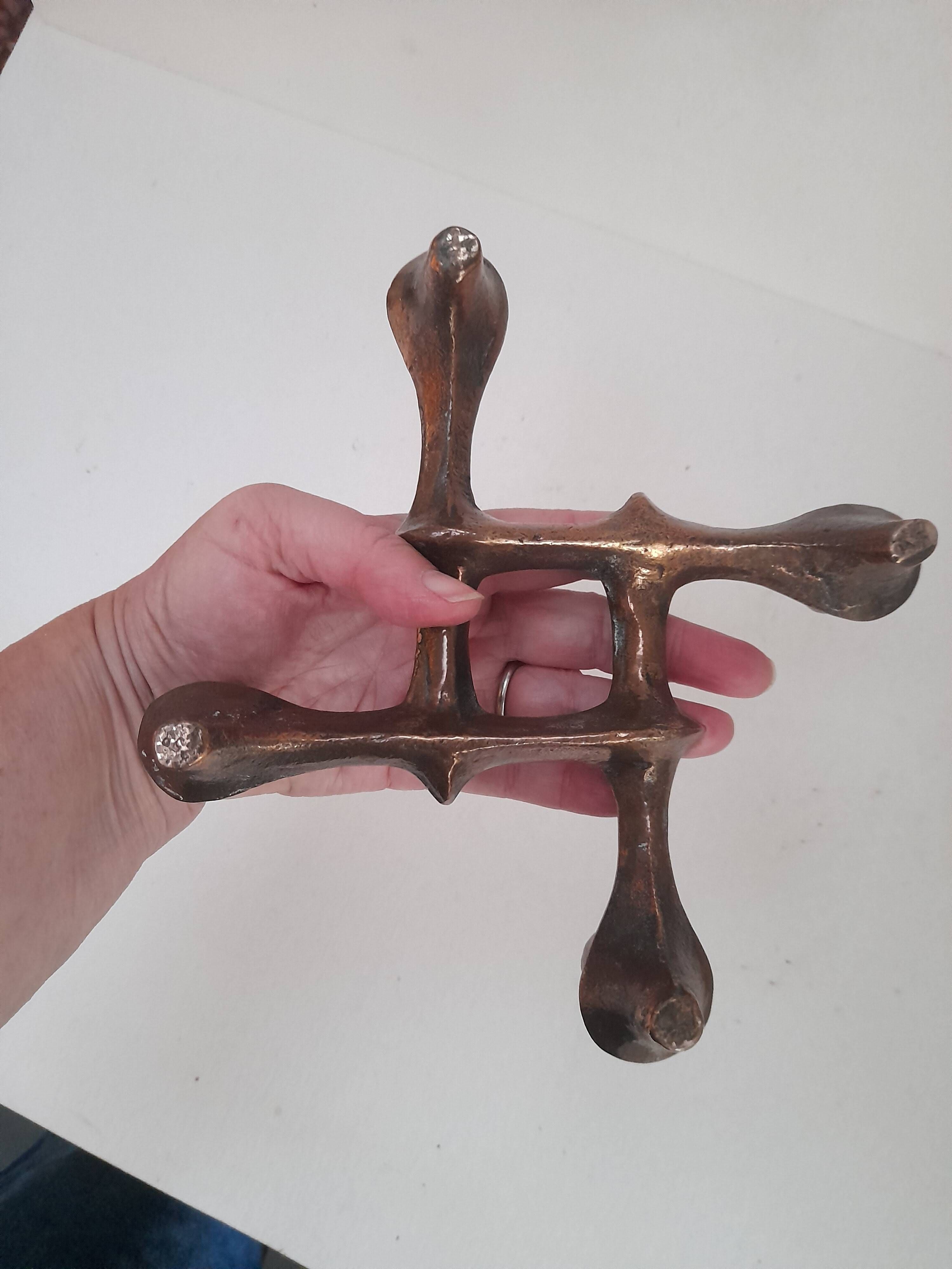 Brutalist bronze candlestick