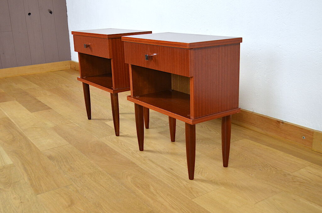 Pair of vintage bedsides in merisier 1960