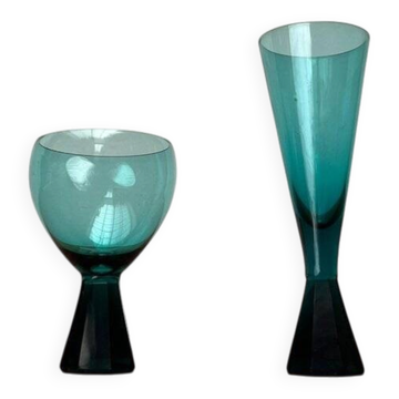 German drinking glasses from the mid-century by Karl Friedrich Glas, 1960s, set of 2.
