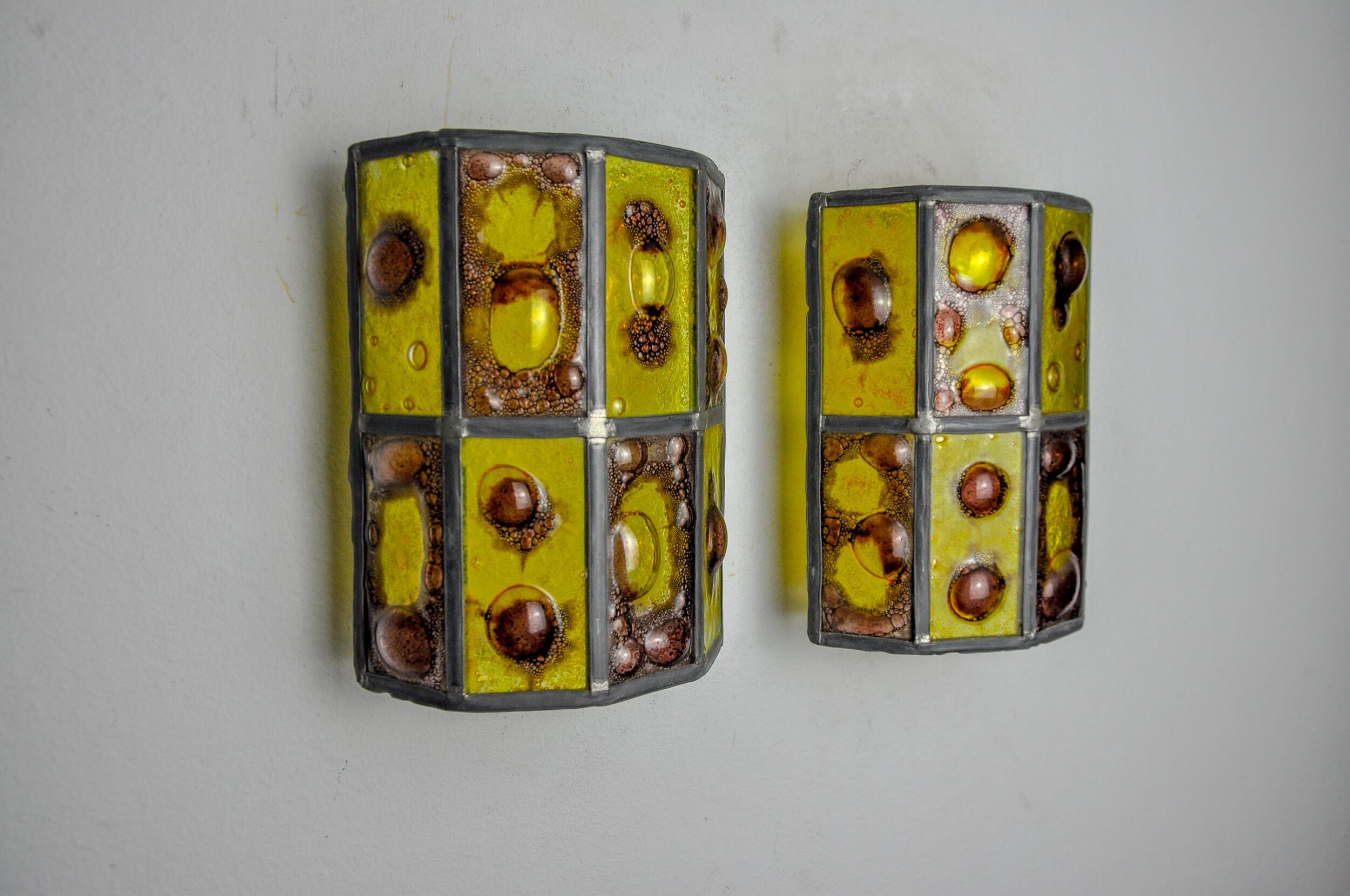 Pair of brutalist sconces by Felipe Derflingher for Feders, blown glass, 1960, Mexico