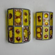 Pair of brutalist sconces by Felipe Derflingher for Feders, blown glass, 1960, Mexico