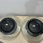 Pair of Peil & Putzler ice glass flush mount lights, 1960s