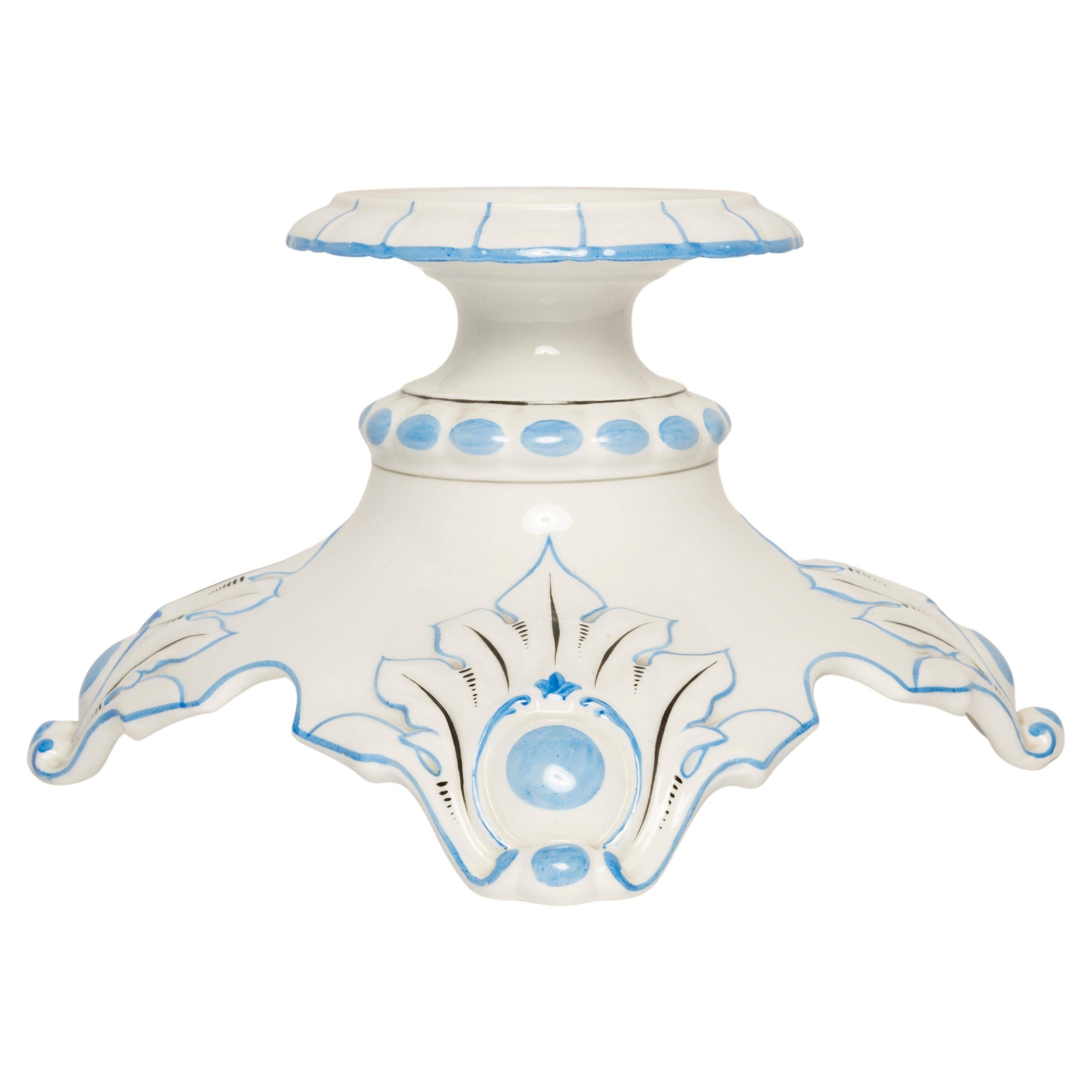 White and blue ceramic chandelier from the 20th century, France, 1960s.