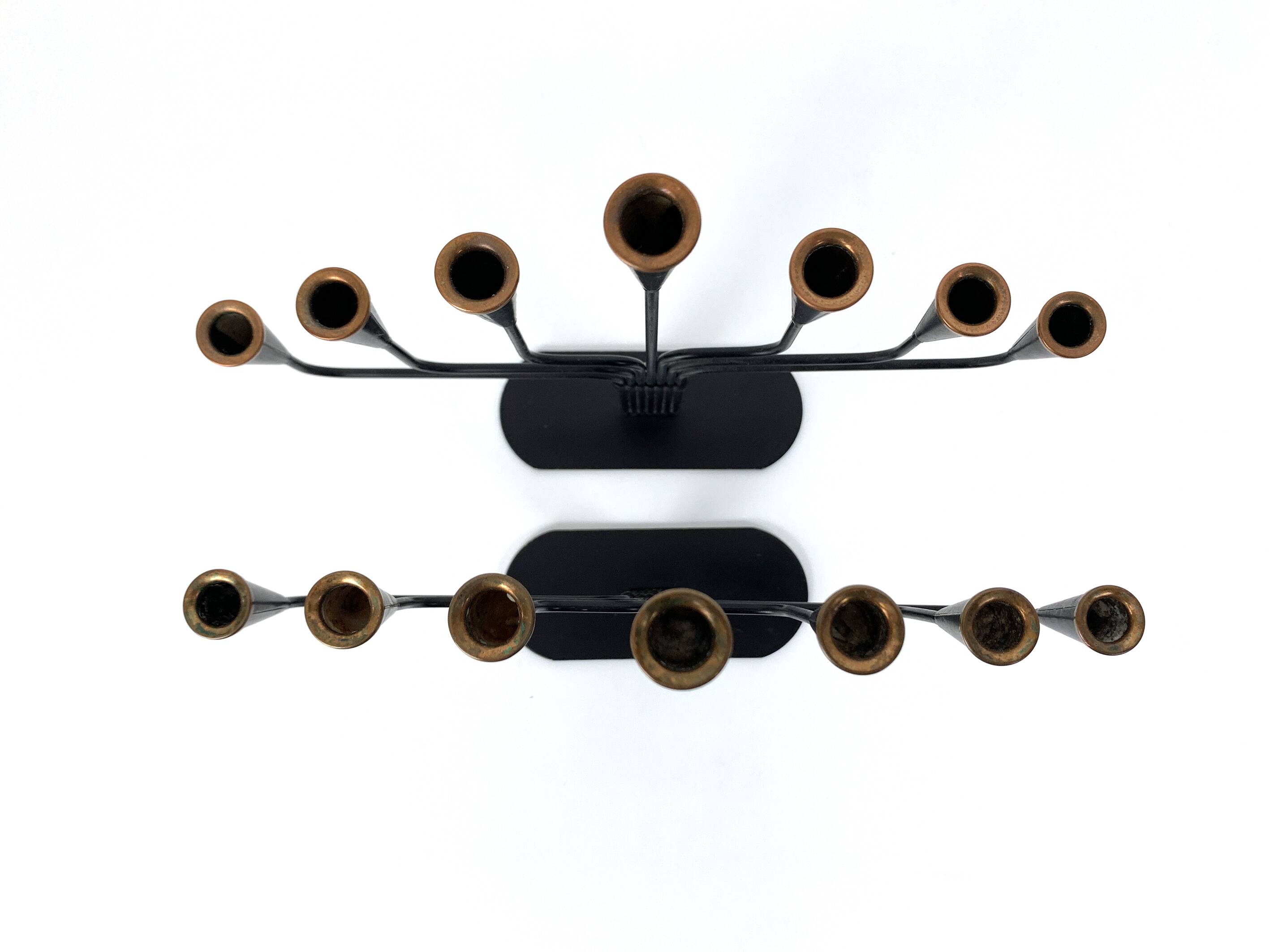 Pair of candelabra by Gunnar Ander for Ystad Metall, Sweden, 1950s.