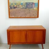 Danish teak sideboard with tambour doors