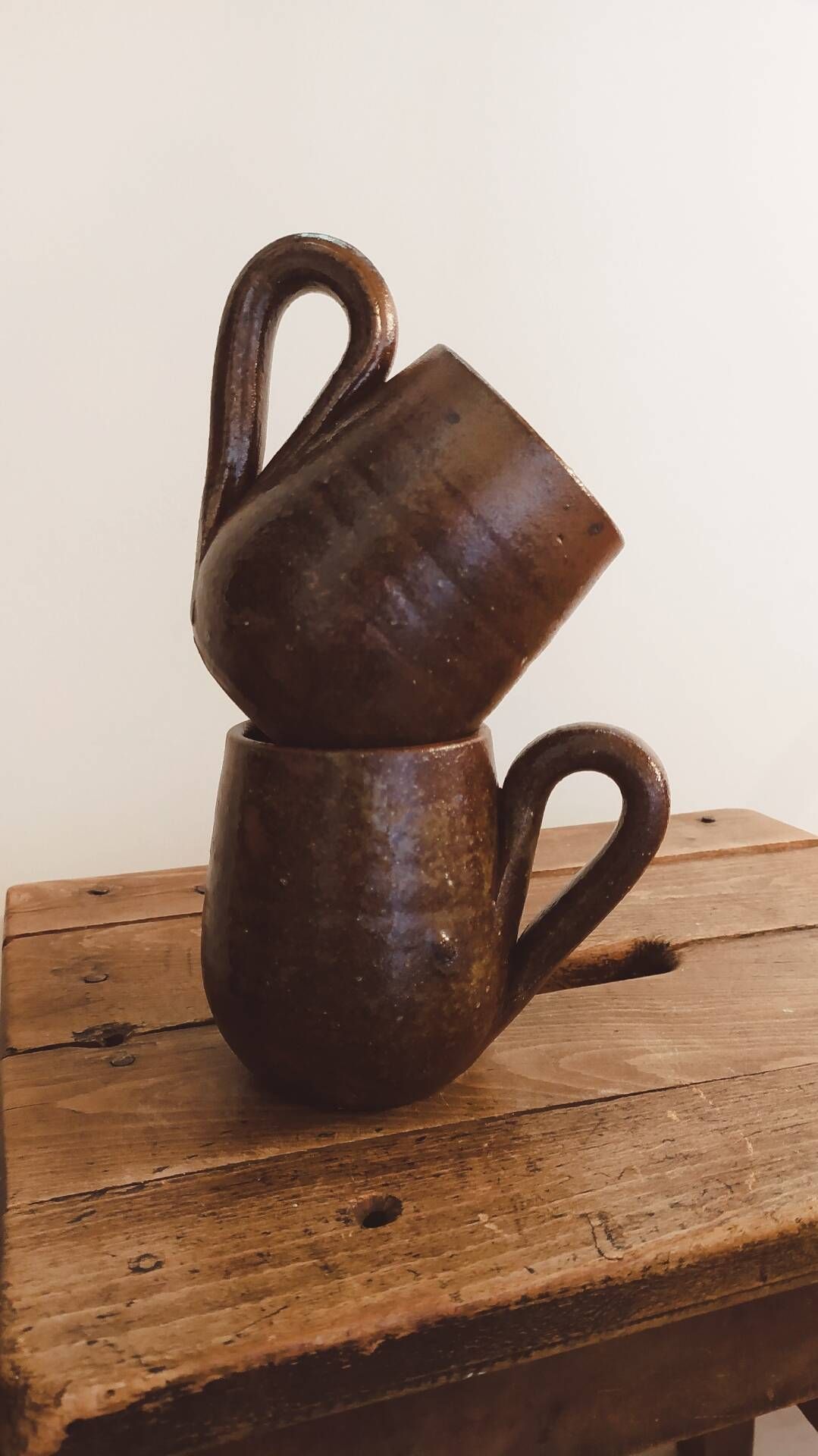 Pair of large mugs in pyrite stoneware