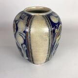 Vase en céramique vintage avec paon, années 1970