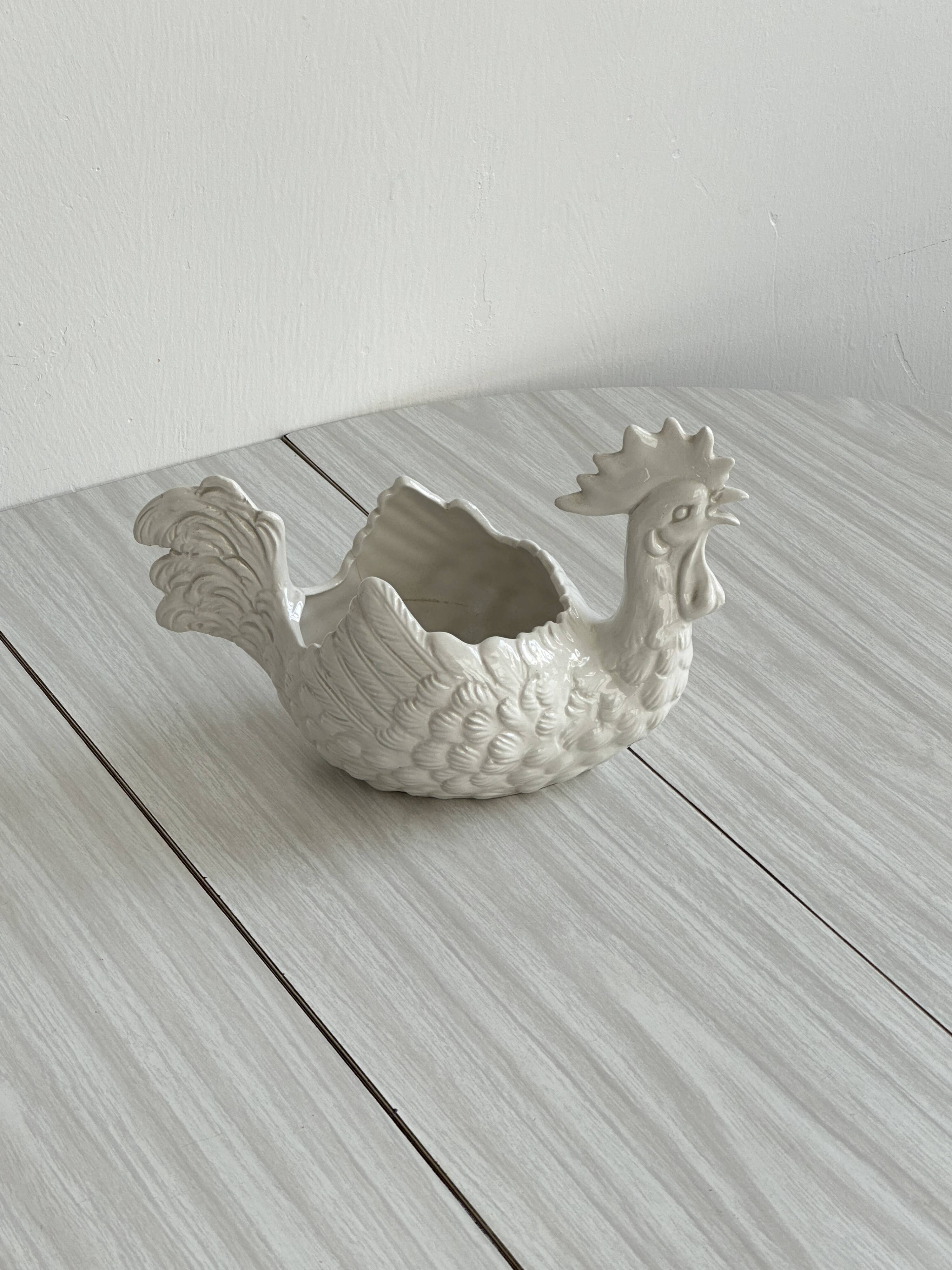 Pottery ceramic rooster - dish.