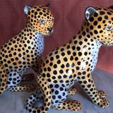 Pair of ceramic leopards